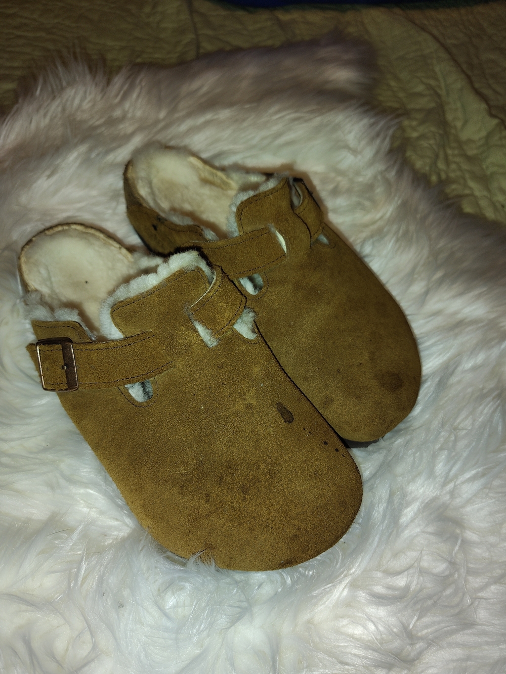 Birkenstock Suede Faux-Shearling Lined Clog - Brown